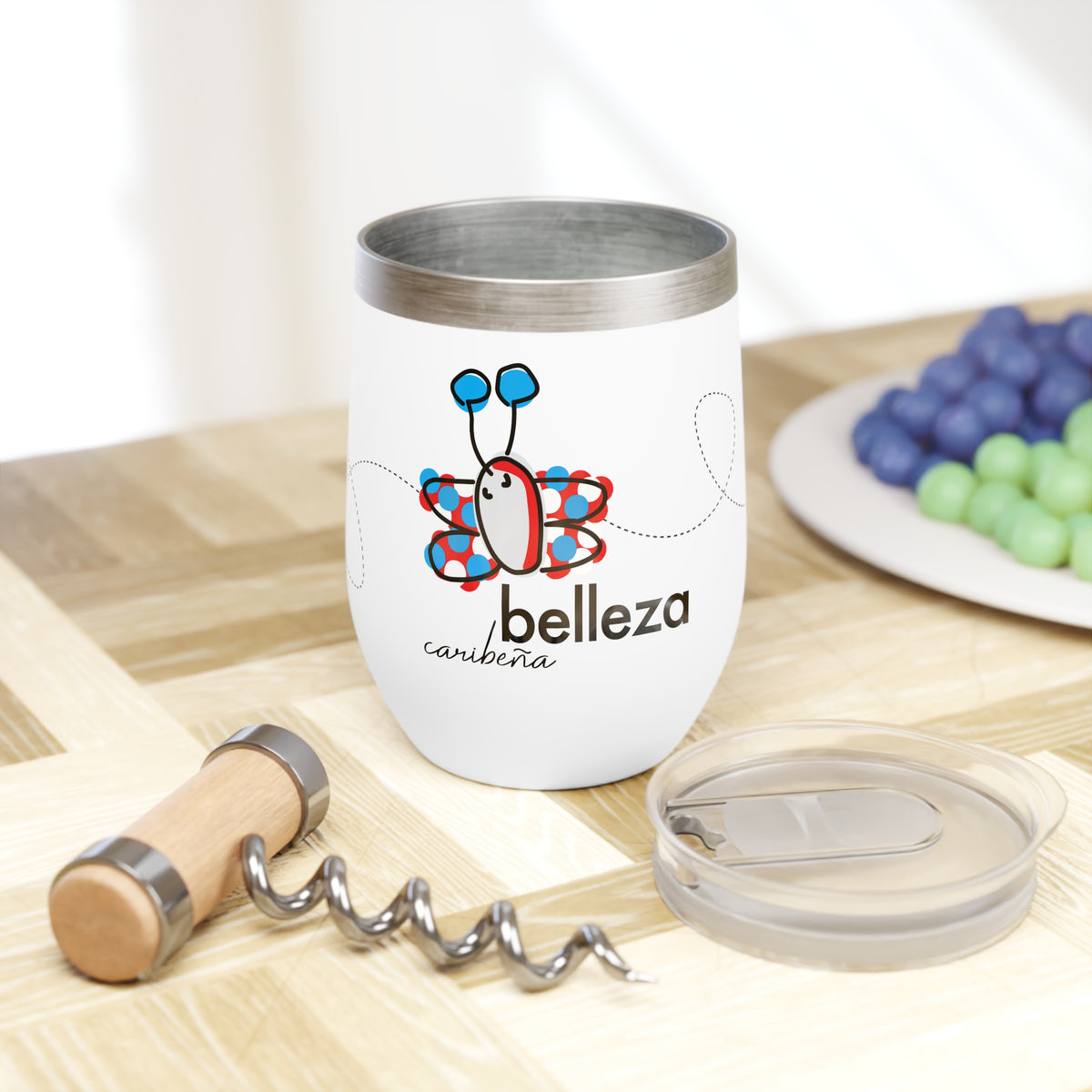 12 oz. Special Edition Insulated Wine Tumbler with lid - Belleza Butterfly