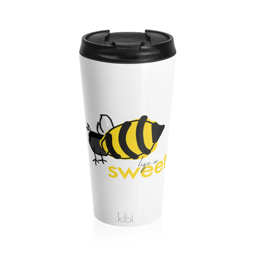 15 oz. Insulated hot/cold Stainless Steel Travel mug with lid - Sweet Bee