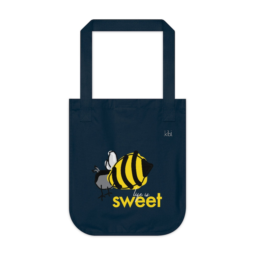 Organic Cotton Reusable Canvas Travel Tote - Sweet Bee